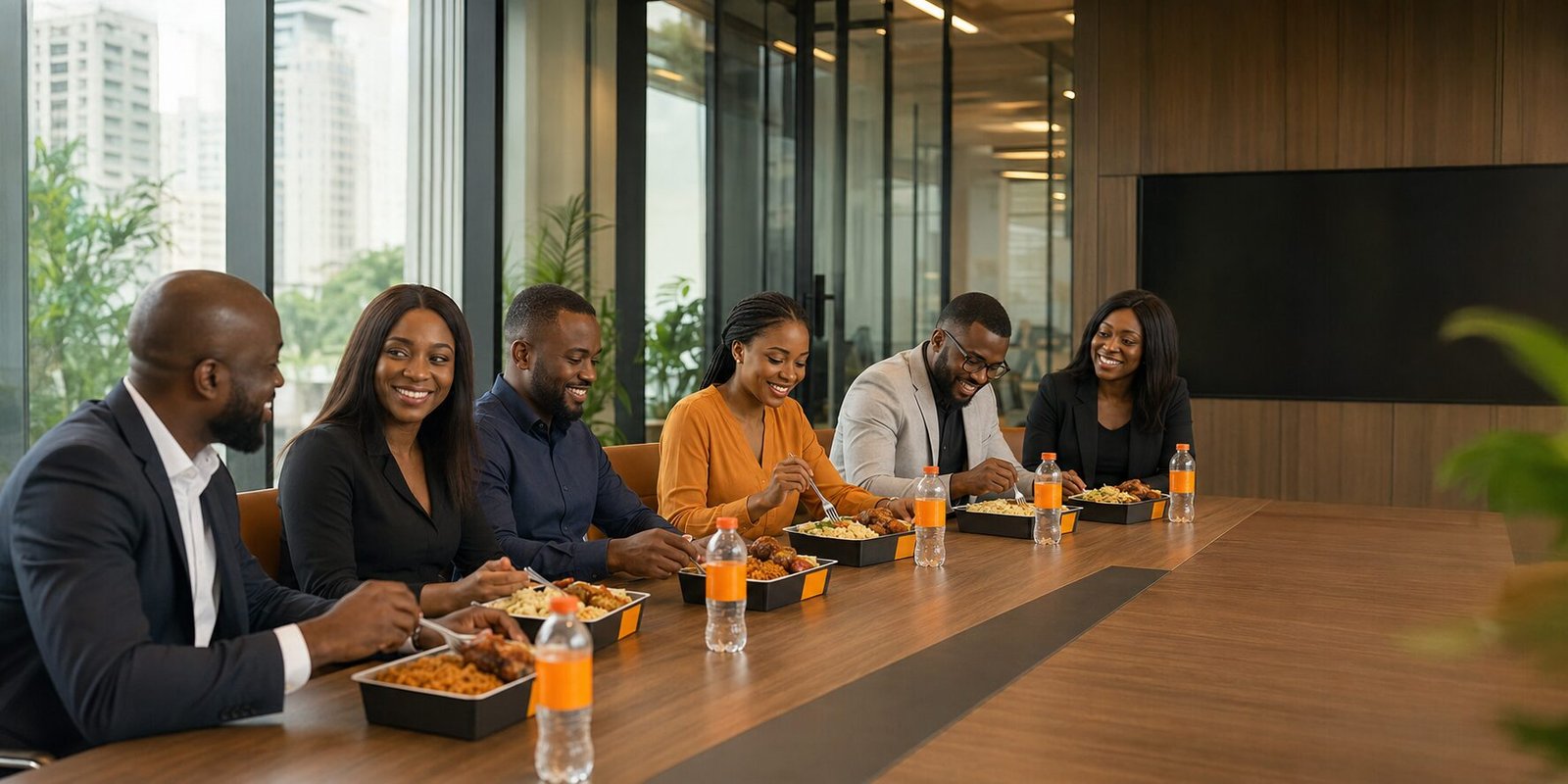 Professionals enjoying a MotoBites corporate lunch