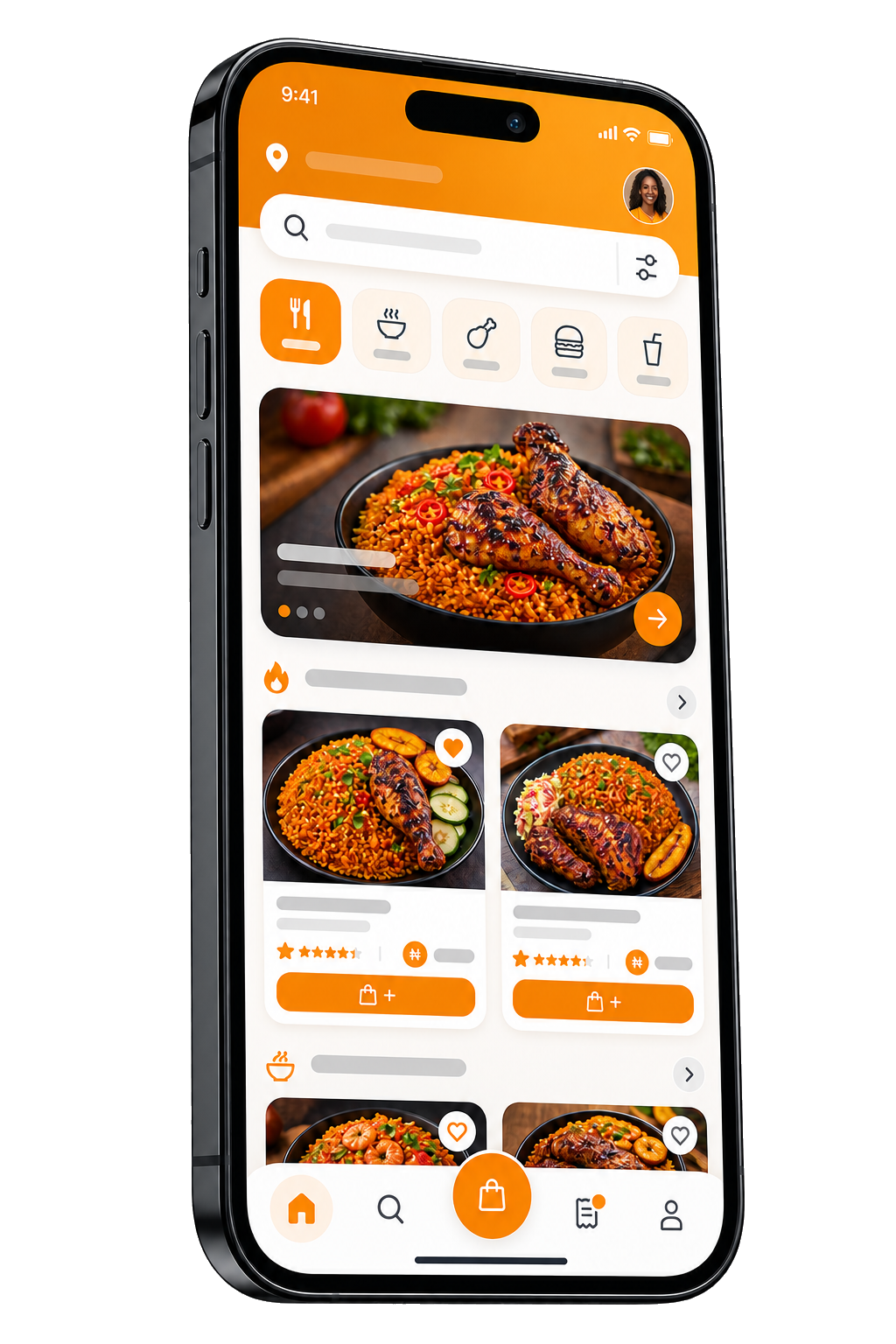 MotoBites mobile app showing meal choices