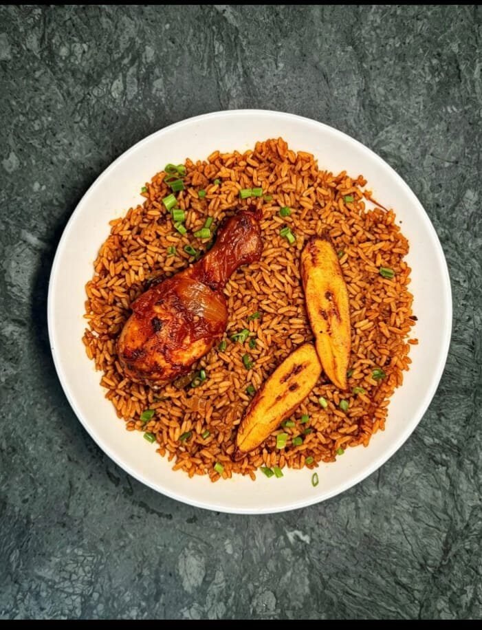 Jollof Rice, Grilled Chicken & Plantain